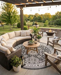 Rugs.com - Outdoor Aztec Rug – 10 Ft Round Charcoal Gray Indoor/Outdoor Rug – Ideal for Patios, Decks, and Porches by Rugscom