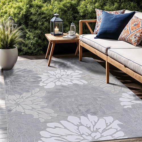 Luul Home Floral Indoor Outdoor Rugs 9x12 Large Area Rug for Living Room, Patio Decor, Kitchen, and Entryway Rug, Washable Stain Resistant Outside Carpet Beige 9 x 12 by Unknown