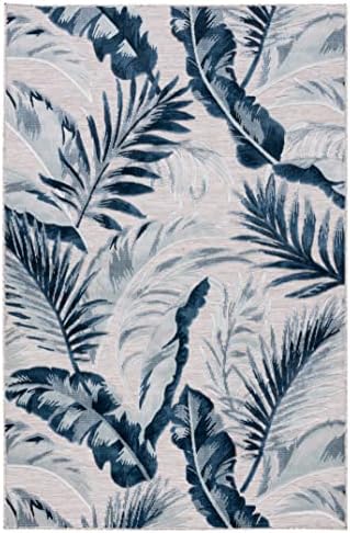 SAFAVIEH Washable Rug Outdoor Cabana Collection - 6'5" x 9'6", Beige & Navy, Non-Shedding & Easy to Clean, Ideal for Patio, Backyard, Mudroom (CBN452F) - Image 3