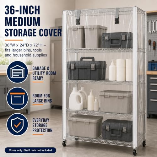 Wire Shelving Cover 48" x 24" x 72" Clear PVC Dustproof Storage Rack Cover - Image 4
