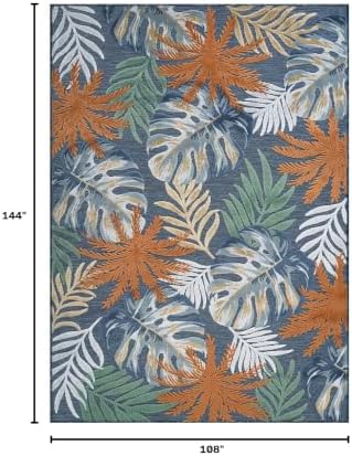 Luul Home Floral Indoor Outdoor Rugs 9x12 Large Area Rug for Living Room, Patio Decor, Kitchen, and Entryway Rug, Washable Stain Resistant Outside Carpet Midnight 9 x 12 - Image 2