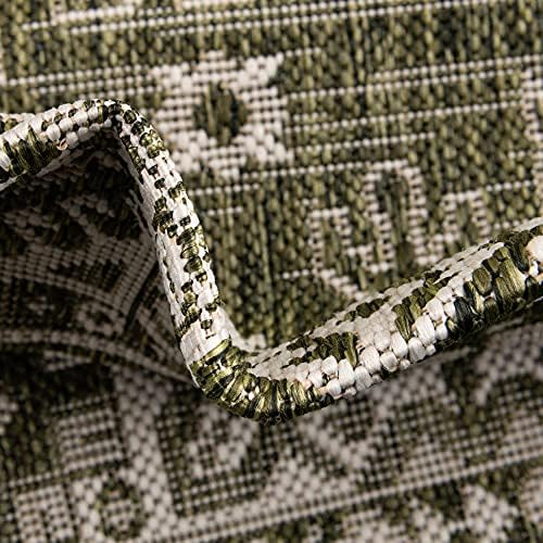 Rugs.com Outdoor Aztec Collection Rug – 8' x 11' Green Flatweave Rug Perfect for Living Rooms, Large Dining Rooms, Open Floorplans - Image 6
