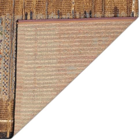 Liora Manne Marina Low Profile Durable Indoor/Outdoor Woven Rug- Tribal Stripe Gold 7'10" x 9'10" - Image 6