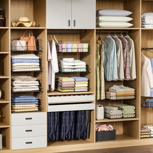 4 Tier Stackable Closet Organizers and Storage Shelves, Foldable Closet Shelf Organizer System, Stackable Storage Bins Drawers for Clothes Organizer System, Black（Patent No. 30022416） - Image 7