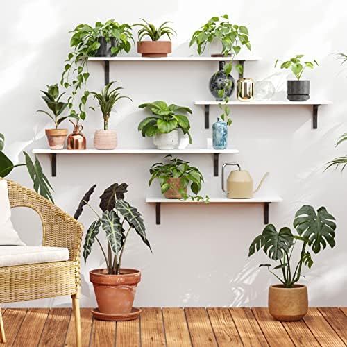 DINZI LVJ Long Wall Shelves, 55.1Inch Wooden Wall Mounted Shelves, Set of 2 - Image 2