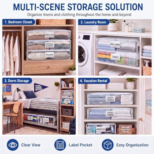 Kenning 20 Pcs Clear Zippered Storage Bags, Sheet, White, 18 x 15 x 4 Inch - Image 5
