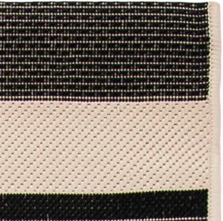 SAFAVIEH Courtyard Collection CY6062 Stripe Indoor/ Outdoor Non-Shedding Easy--Cleaning Patio Backyard Porch Deck Mudroom Accent Area--Rug, 4' x 5'7", Black / Bone - Image 5