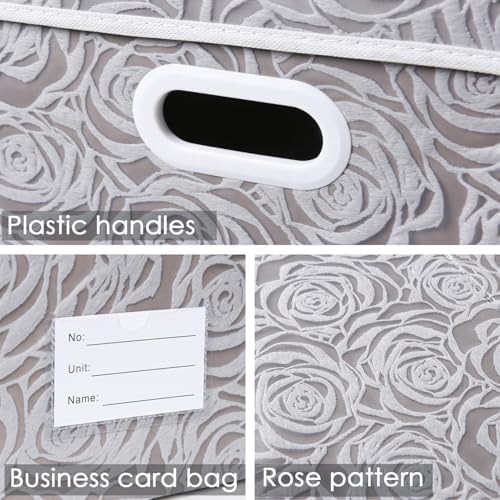 PRANDOM Jumbo Collapsible Storage Boxes with Lids Fabric Decorative Storage Bins Cubes Organizer Baskets with Cover Handles Divider for Bedroom Closet Living Room 23.2x15.7x11.8 Inch 3 Pack - Image 3