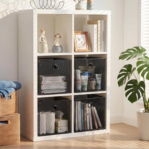 4 Pcs Foldable Metal Cube Storage Baskets, 13x13in, Black - Image 5