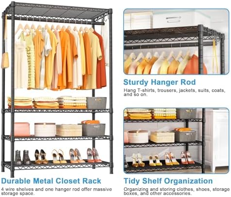 Ulif H4 Plus Portable Closets, 4-Tier Clothes Garment Rack for Bedroom - Image 4