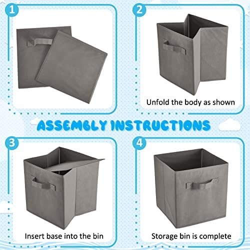 Yinder 12 Pcs Cube Storage Bin, Gray 10.5''x10.5''x11'' Storage Bins - Image 6