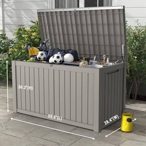 Mars Villa Deck Box, Outdoor Storage Box Waterproof, 180 Gallon, Grey - Image 2