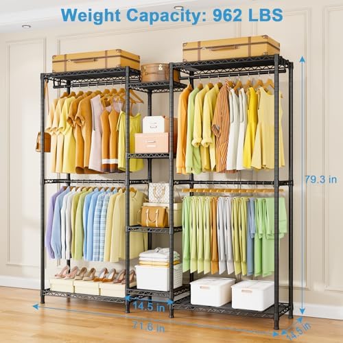 Ulif E4 Clothes Rack, Heavy-Duty Garment Rack Can Be L-Shaped Closet, Black - Image 6