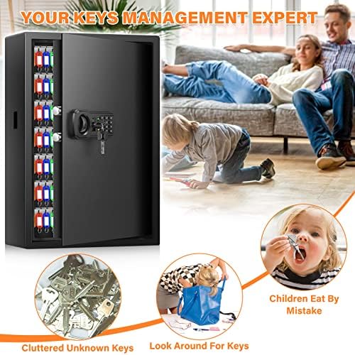 144 Keys Anti-Theft Fireproof Key Cabinet Wall Mount with Combination Lock - Image 4