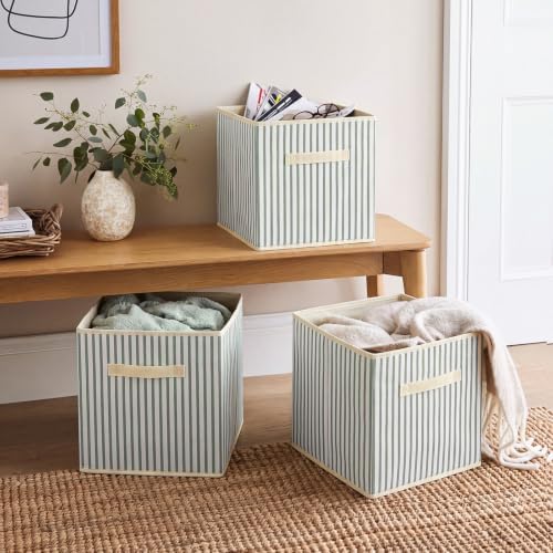 Amyhill 6 Pack Green Striped Basics Collapsible Fabric Storage Bins - Image 6