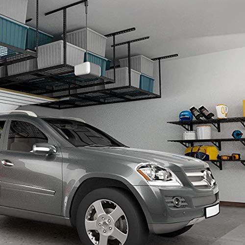 FLEXIMOUNTS 4x8 Overhead Garage Storage Rack with Hooks, 2 Pack, Black - Image 2
