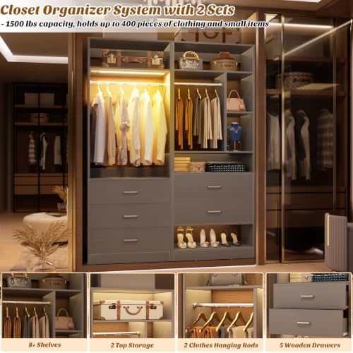 Besiost Closet Systems with 5 Drawers & 3CCT Sensor Light - Image 3
