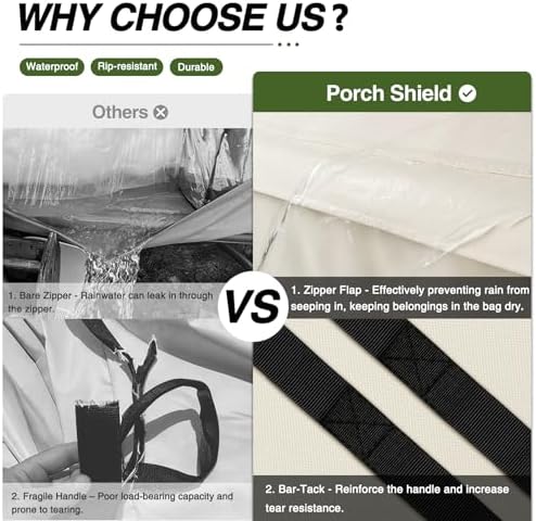 Porch Shield Outdoor Cushion Storage Bag 62" L x 20" W x 28" H, Beige - Image 5