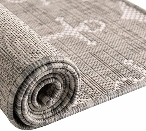 Unique Loom Outdoor Coastal Collection Area Rug - Ahoy (6' 1" x 9' Rectangle, Gray/ Ivory) - Image 5