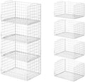 4-Tier Stackable Closet Organizers and Storage Basket - Foldable Closet Shelf Organizer System, Sturdy Metal Space-Saving Clothes Storage Bins for Wardrobe, White by Unknown