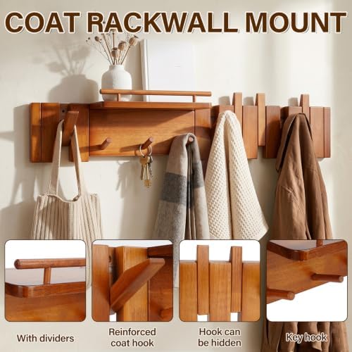 ARCWEISSO Coat Rack Wall Mount, Coat Rack Wall Hooks with Dividers for Home - Image 2