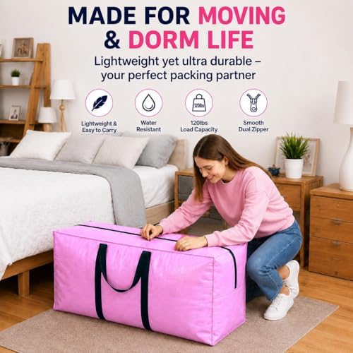 Extra Large Storage Bags, Jumbo Moving Tent Storage Bags, Waterproof Foldable Big Black XXL Duffle Bag for Travel, 42x23x13.5inch - 4PACK - Image 4