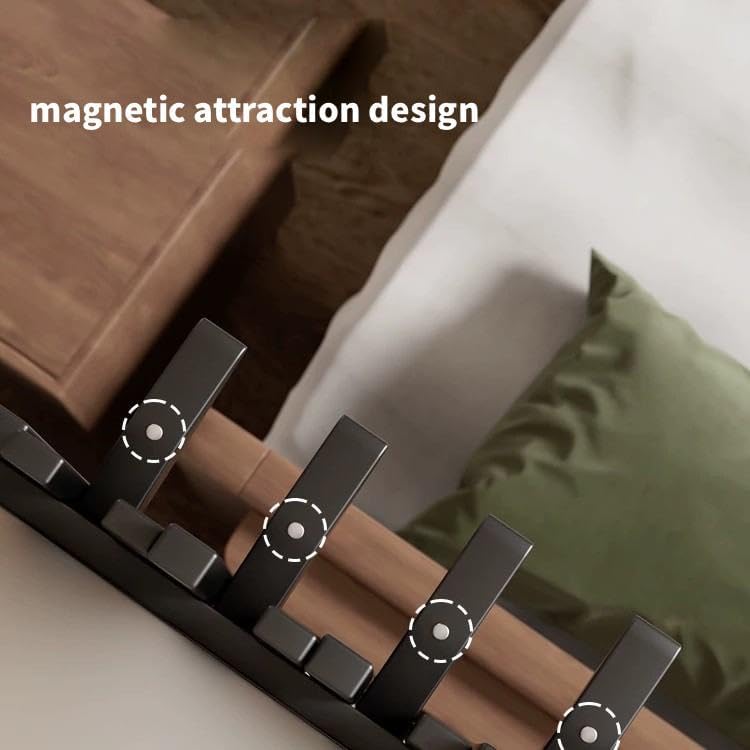 ELECANE Key Holder Wall Mount, Splicable Wooden Piano Coat Rack Wall Mount, Modern Wall Art Flip Down Magnetic Hooks Wall Hook Hat Hanger for Entryway Key Holder Bedroom Kitchen (White, 6 Hooks) - Image 6