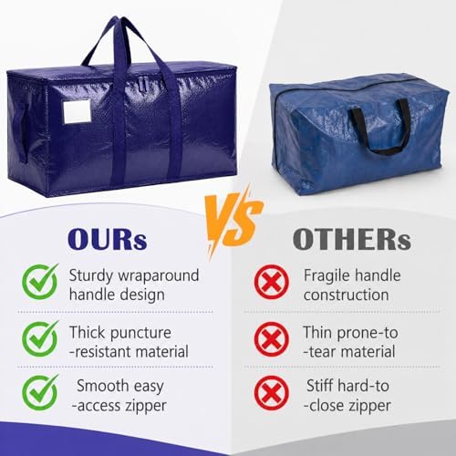 Songrey Extra Large Heavy Duty Moving Bags, 8 Pack, Dark Blue - Image 4