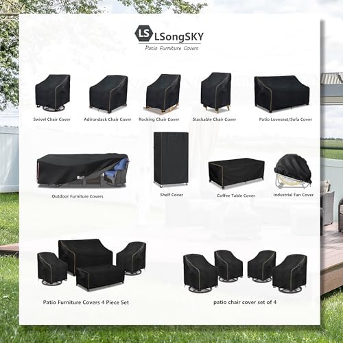 Patio Swivel Chair Cover 4 Pack,Waterproof Heavy Duty Outdoor Chair Covers,Outdoor Swivel Chair Cover for Patio Furniture Covers(30W x 34D x 36H inches),Black - Image 2