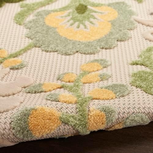 Nourison Home Aloha Ivory Green 2' x 6' Area Rug - Easy Clean, Non Shedding, Bed Room, Living Room, Dining Room, Kitchen (6' Runner) - Image 7