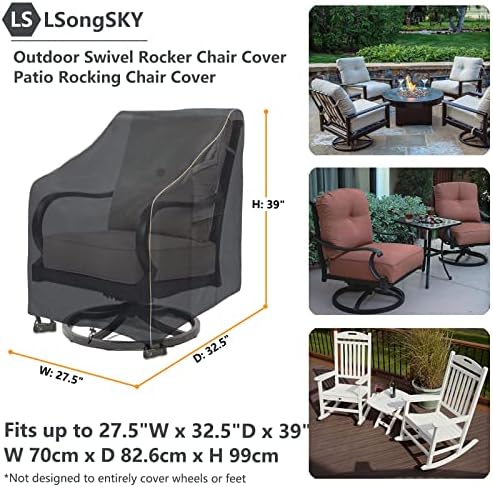 Outdoor Swivel Rocker Chair Cover 2 Pack,Patio Swivel Chair Covers For Outdoor Furniture,Rocking Chair Covers Waterproof (27.5W x 32.5D x 39H Inch)Black - Image 3