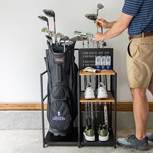 Teal Triangle Golf Storage Organizer, Heavy Duty Garage Freestanding Storage, Holds Golf Clubs, Bags, Golf Accessories, Golf Gifts for Men - Image 2