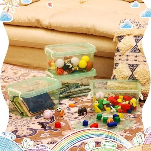 Wenqik 6 Pack Colorful Plastic Storage Bins with Lids, Green - Image 6