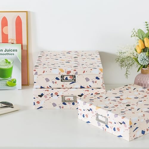 Soul & Lane - Cardboard Storage Boxes with Lids, Set of 3, Terrazzo - Image 6