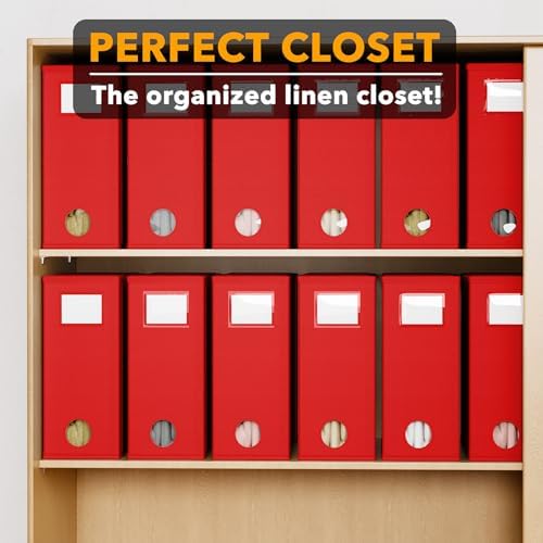 SpaceAid 12 Pack Bed Sheet Organizers and Storage, Foldable Organizer for Linen Closet, Set Folder Keeper With Window XL (Queen & King Size) Bedding Container (Red) - Image 5