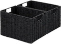 Vagusicc Wicker Storage Basket, Set of 2 Hand-Woven Paper Rope Wicker Basket, Small Storage Baskets for Organizing Toilet Paper Basket, Foldable Large Cube Storage Organizer Bins for Shelves (Black) by Vagusicc