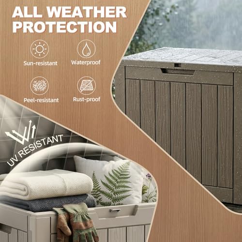 EFU Outdoor Storage Box 40 Gallon Deck Box, Waterproof Resin, Grey - Image 3