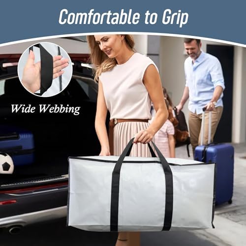 12 Pack Extra Heavy Duty Large Moving Bags with Strong Zipper, White - Image 6