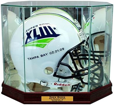 Football Helmet Display Case - Octagon with Sport Moulding (Cherry UV w Engraving) by Unknown