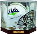 Football Helmet Display Case - Octagon with Sport Moulding (Cherry UV w Engraving) by Unknown