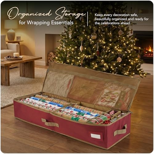 Covermates Gift Wrap Storage Organizer, 44.5" W x 13" D x 6.5" H, Red - Image 2