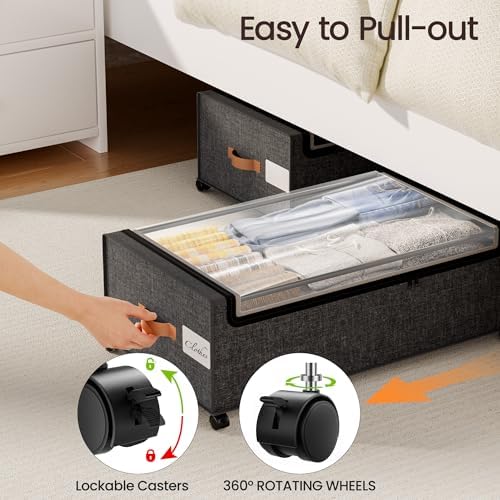 Yecaye 95L Under Bed Storage Containers, Fits 11" Under Bed, 2 Pack, Grey - Image 6