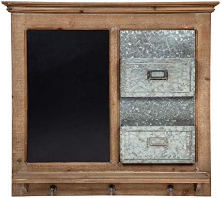Kate and Laurel Idamae Wood Framed Chalkboard Wall Organizer with Mail Holders and Key Hooks, 28" x 25", Rustic Brown, Farmhouse-Inspired Chalkboard - Image 2