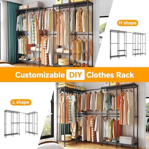 Higeego H5 Pro Heavy Duty Clothes Rack, Black Expandable Clothing Rack - Image 4