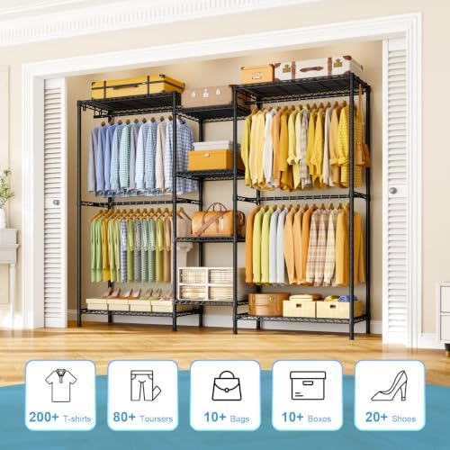 Ulif E4 Plus Heavy Duty Clothes Rack, Black Metal Closet Storage System - Image 3