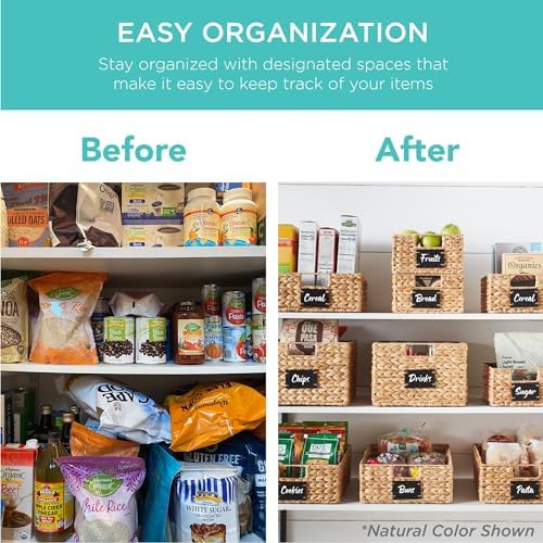 Best Choice Products Set of 4 9x12in Water Hyacinth Pantry Baskets, Woven Organizers w/Chalkboard Label, Chalk Marker - Gray - Image 3