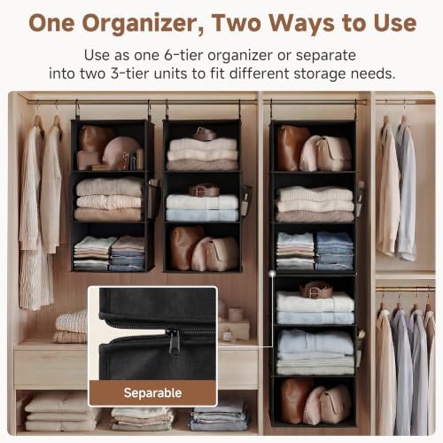 StorageWorks Hanging Closet Organizer, 6-Shelf with 2-in-1 Design, Ivory - Image 4