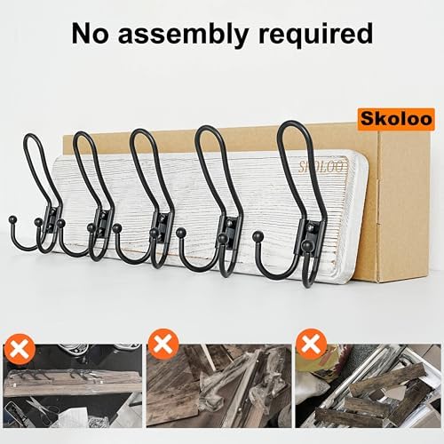 SKOLOO Sturdy Coat Rack Wall Mount with 5 Triple Hangers - Ideal for Heavy Bags, Jackets, and Coats - No Assembly Required - Durable Iron Design - Perfect for Porche, Mudroom, and Entrance, Pack of 2 - Image 4