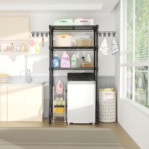 Ulif U8 Laundry Room Storage Organizer, Over the Washer and Dryer Storage Shelves for Laundry Organization, 35" W x 17.3" D x 76.2" H, Suit Washing Machine Width Within 32.6", Hold 304 lb, Black - Image 5