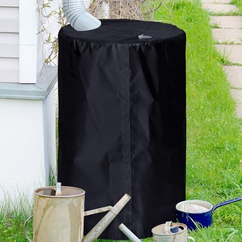 2 Piece 55 Gallon Drum Cover 24 x 36 Inch 55 Gallon Water Barrel Covers Outdoor Waterproof Rain Snow Water Storage Bucket Lid Protective Hook/loop Closure Anti Dust (Black) - Image 6